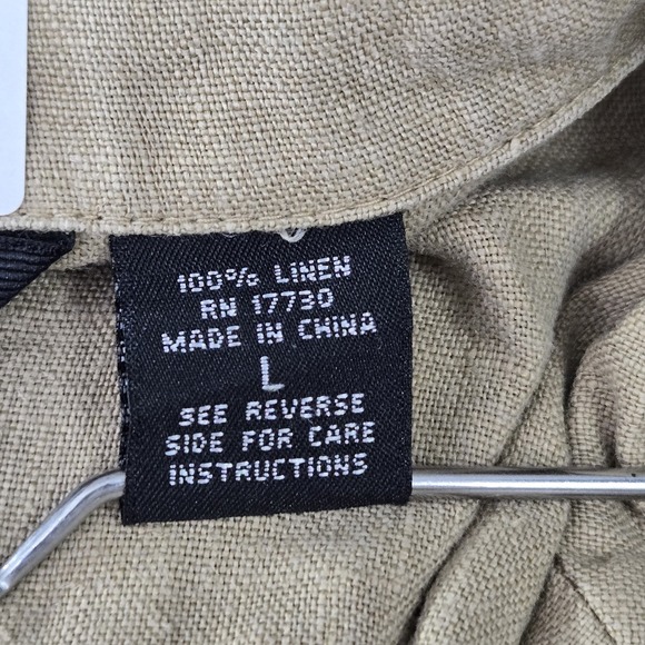 VINTAGE Mossimo Women Jacket L Brown Linen Utility Military Safari Y2K - Picture 3 of 10